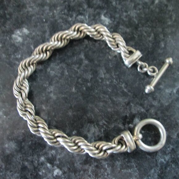 Jewelry - Sterling Silver Bracelet Rope Toggle Clasp Chunky Heavy 51 Grams